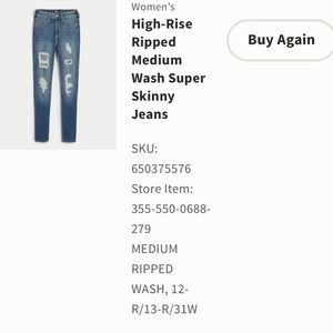 Hollister skinny jeans. Brand new. Size 12/13/31 waist